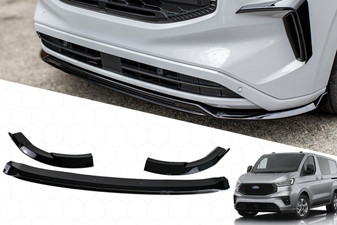 DST Front Splitter 3-Pieces V2 for Ford Transit Custom 2024-on - Gloss Black