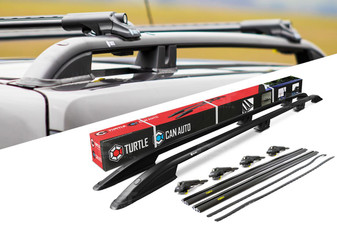 VW T6 Transporter LWB 2015-on Roof Rack Rails & Lockable Cross Bars Set - Black