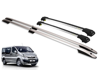 Vauxhall Vivaro Roof Rails & Lockable Cross Bars Set - SWB SILVER 2001-14