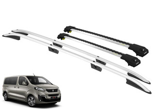 Peugeot Expert Roof Rails & Lockable Cross Bars Set - L2 Standard Silver 17-on