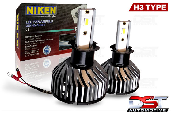 NIKEN PRO H3 LED Headlight Bulbs Super Bright Flip Chip Waterproof Conversion Upgrade Kit Pack of 2