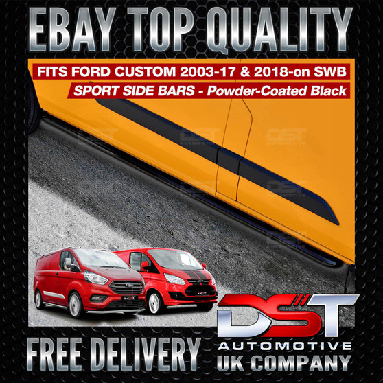 FORD TRANSIT CUSTOM BLACK SPORTLINE SIDE BARS SWB 2012+ SECONDS VAN TOURNEO