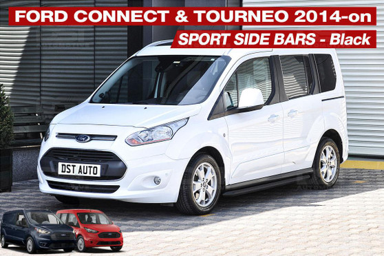 FORD CONNECT SWB SPORTS STYLE SIDE BARS SATIN BLACK 2014-2020 OEM QUALITY
