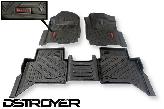 Heavy Duty Black Floor Mat Covers For Ford Ranger T7 T8 2015-2022
