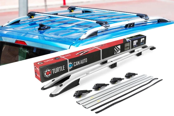 VW T6 Transporter LWB 2003-15 Roof Rack Rails & Lockable Cross Bars Set - Silver
