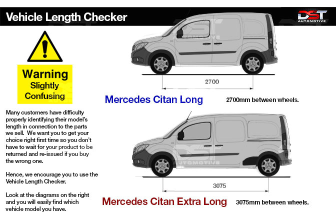 Mercedes Citan Roof Rails Length Checker