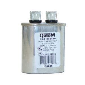 Run Capacitor, Oval, 5MFD, 370/440V