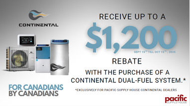 Up to $1,200 in Rebates with Purchase Of A Continental Dual-Fuel System