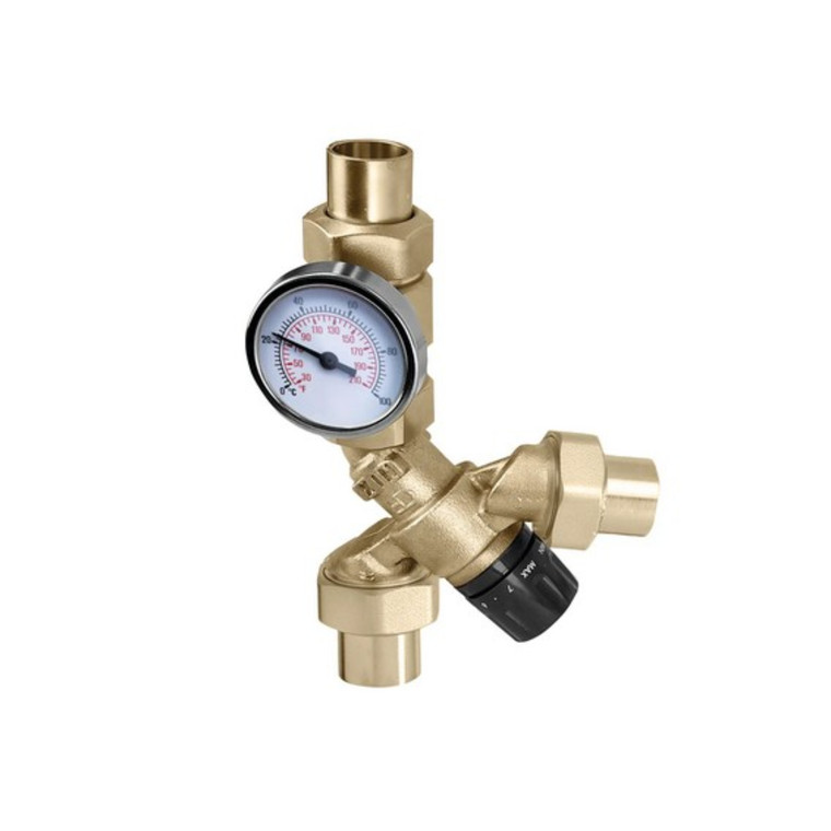 AngleMix 3-way 1" Sweat w/gauge & check valve