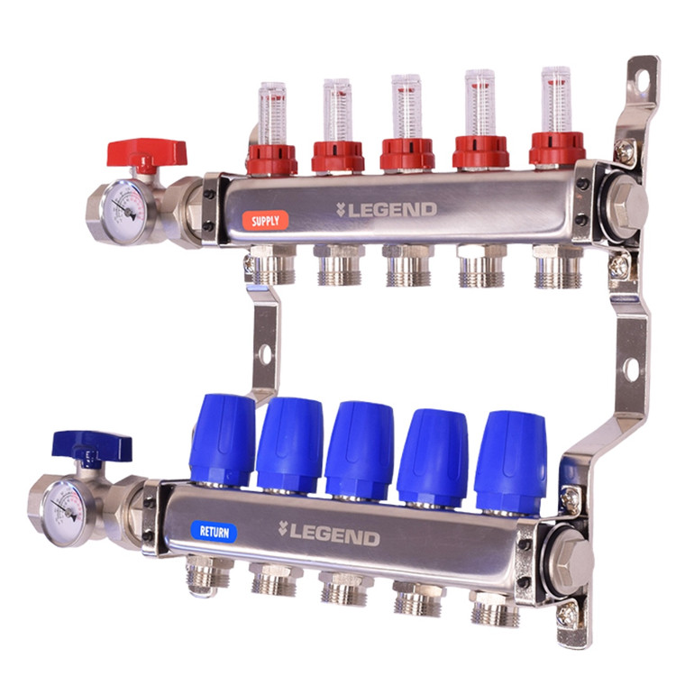 Stainless Steel Pro Isolation Valves with Thermometer, Auto Air Vent - Fill/Purge Adapter 7 Port, Mounting Bracket