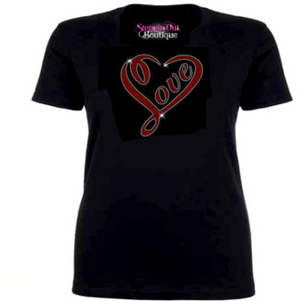 Love Valentine Rhinestone Bling Shirt