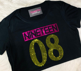 Sorority Inspired Nineteen 08 Rhinestone Bling Shirt