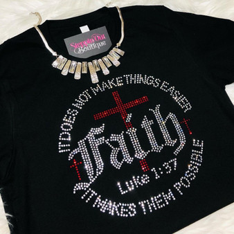 Faith Cross Rhinestone Bling Shirt