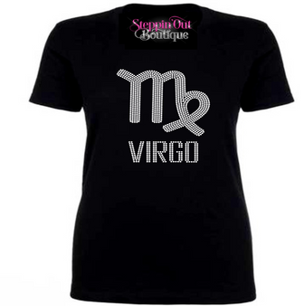 Virgo Zodiac Birthday Rhinestone Bling Shirt