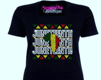 Juneteenth Rhinestone Bling Shirt