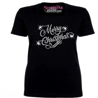 Merry Christmas Rhinestone Bling Shirt