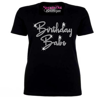 Birthday Babe Birthday Heel Bling Rhinestone Shirt