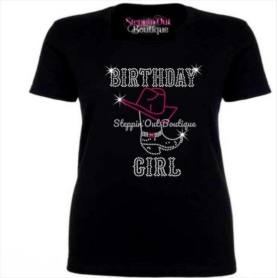 Birthday Cowgirl Rhinestone Bling Shirt