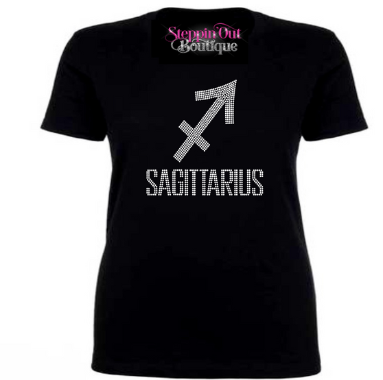 Sagittarius Zodiac Birthday Rhinestone Bling Shirt