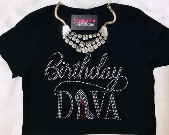 Birthday Diva Heel Rhinestone Bling Shirt