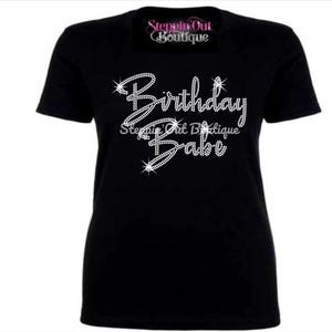 Birthday Babe Birthday Heel Bling Rhinestone Shirt