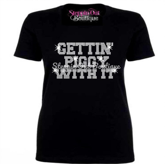  Gettin' Piggy With It Rhinestone Bling Shirt-2