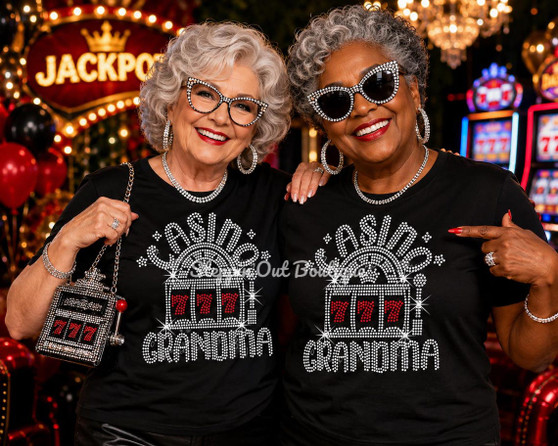 Casino Grandma Rhinestone Bling Shirt for Women, Vegas Trip Outfit, 777 Gambling Tee
