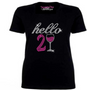 Hello 21 Wine Glass Rhinestone Bling Shirt