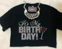 It's My Birthday Martini Glass Rhinestone  Bling Shirt