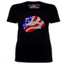 4th July American Flag Lips Rhinestone Bling Shirt