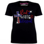 Red White and Blessed Rhinestone Bling Shirt
