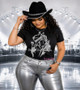 King of Pop Bling Rhinestone Shirt, Concert Outfit, Sparkle Graphic Shirt, Women’s Bling Top