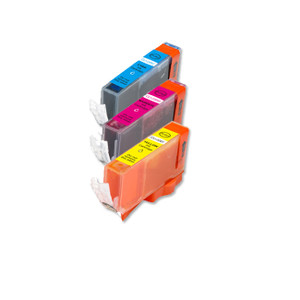 3-Pack COLOR CMY Compatible Ink w/ Chip for Canon CLI-221