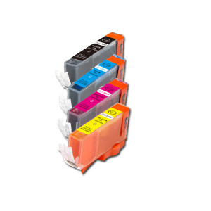 4-Pack COLOR Compatible Ink w/ Chip for Canon CLI-221