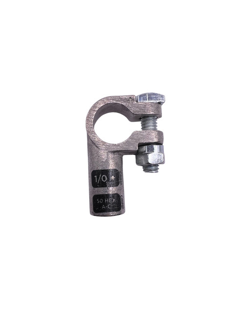 Right Angle Battery Crimp Terminal -Right Elbow -1/0 AWG -Positive Min Quantity Purchase 1 pcs.