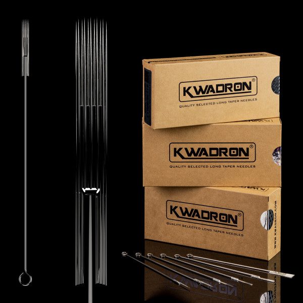 KWADRON Needles on Bar — Soft Edge Magnum #12 (0.35mm) Long Taper (50pcs/box)