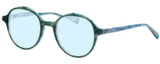 Profile View of Eyebobs Flip 2607-59 Designer Progressive Lens Blue Light Blocking Eyeglasses in Blue Green Marble Ladies Round Full Rim Acetate 50 mm