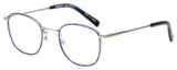 Profile View of Eyebobs Inside 3174-10 Unisex Square Designer Reading Glasses Blue Silver 48 mm