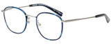 Profile View of Eyebobs Outside 3172-10 Designer Single Vision Prescription Rx Eyeglasses in Blue Silver Unisex Round Full Rim Metal 47 mm