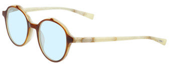 Profile View of Eyebobs Flip Designer Blue Light Blocking Eyeglasses in Brown Crystal Ivory White Horn Marble Unisex Round Full Rim Acetate 50 mm