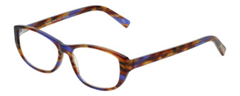 Profile View of Eyebobs Hanky Panky Designer Bi-Focal Prescription Rx Eyeglasses in Tortoise Purple Brown Gold Crystal Ladies Cateye Full Rim Acetate 52 mm