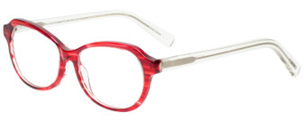 Profile View of Eyebobs CPA 2738-01 Designer Reading Eye Glasses with Custom Cut Powered Lenses in Red Crystal Ladies Cateye Full Rim Acetate 51 mm