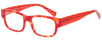 Profile View of Eyebobs Dot Com 2883-46 Ladies Designer Reading Glasses Red Orange Tortoise 47mm