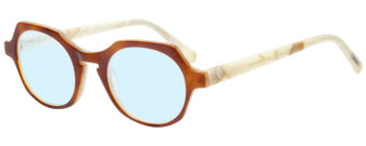 Profile View of Eyebobs Heda Letus 2744-06 Designer Progressive Lens Blue Light Blocking Eyeglasses in Tortoise Marble White Horn Unisex Round Full Rim Acetate 47 mm