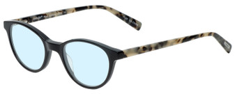 Profile View of Eyebobs Miss Judged Designer Progressive Lens Blue Light Blocking Eyeglasses in Black Marble Tortoise Havana Grey Ladies Cateye Full Rim Acetate 47 mm