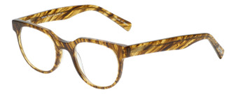 Profile View of Eyebobs Phone It In Designer Bi-Focal Prescription Rx Eyeglasses in Striped Gold Brown Marble Tortoise Unisex Round Full Rim Acetate 49 mm