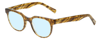 Profile View of Eyebobs Phone It In Designer Blue Light Blocking Eyeglasses in Striped Gold Brown Marble Tortoise Unisex Round Full Rim Acetate 49 mm