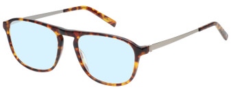 Profile View of Eyebobs Schmoozer Designer Progressive Lens Blue Light Blocking Eyeglasses in Tortoise Havana Brown Gold Silver Unisex Square Full Rim Acetate 52 mm