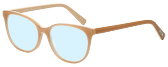 Profile View of Eyebobs Sweetie Designer Blue Light Blocking Eyeglasses in Tan Taupe Brown Ladies Cateye Full Rim Acetate 54 mm