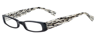 Profile View of Eyebobs Thick Eye Designer Reading Glasses Gloss Black Mosaic Crystal White 50mm